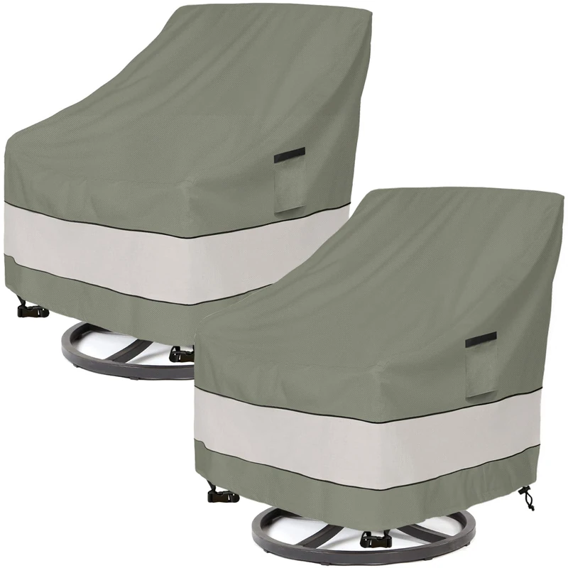 Outdoor Swivel Chair Cover 2 Pack Waterproof 100% Outdoor Patio Chair Covers 84x94x97cm Outdoor Furniture Lounge Deep Seat Cover Grey Green - Image 1