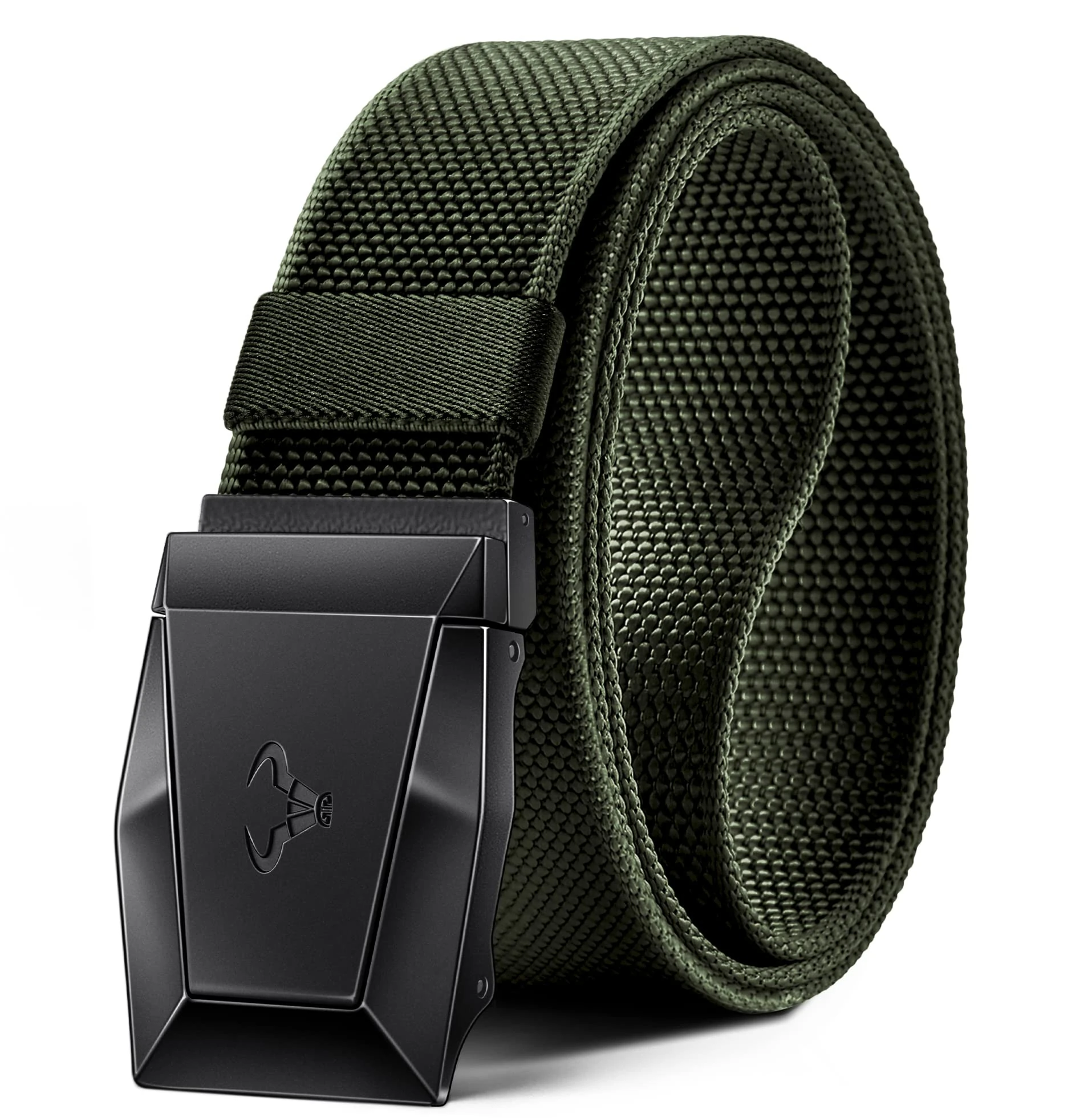 BULLIANT Tactical Belt for Men, Military Hiking Rigger Heavy Duty Nylon Web Work Belt 1.5" with Quick Release Metal Buckle,Navy Green2762,30"-34" Waist Adjustable