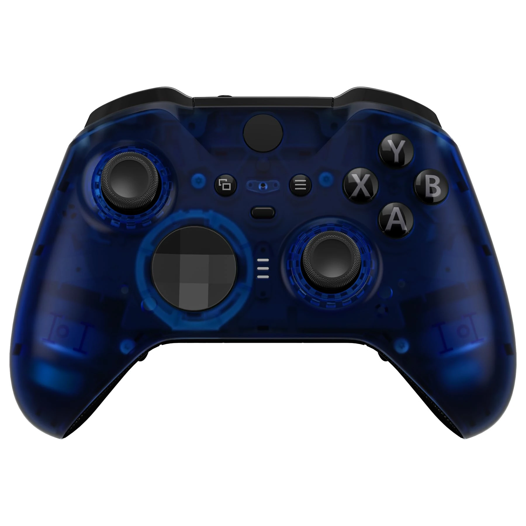 eXtremeRate Clear Blue Replacement Faceplate Cover for Xbox One Elite Controller Series 2 (Model 1797), Custom DIY Front Housing Shell Case & Accent Rings Core