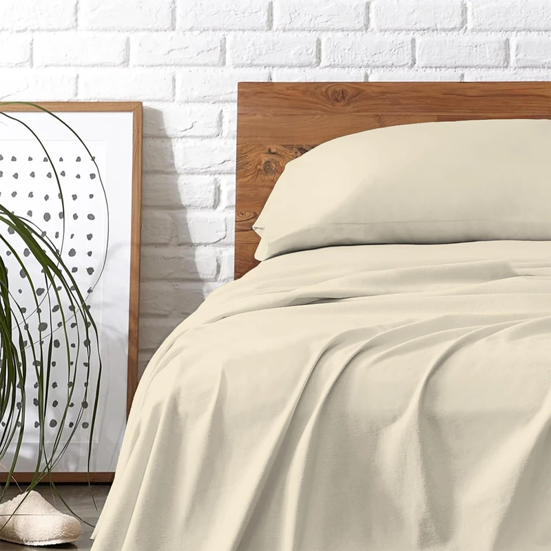 Carressa Linen 100% langstapelige, weiche ägyptische Baumwolle, Fadenzahl 800, 3-teiliges Set, Doppelbettlaken, bis zu 40.6 cm tiefe Tasche, luxuriöse Bettwäsche, Sand