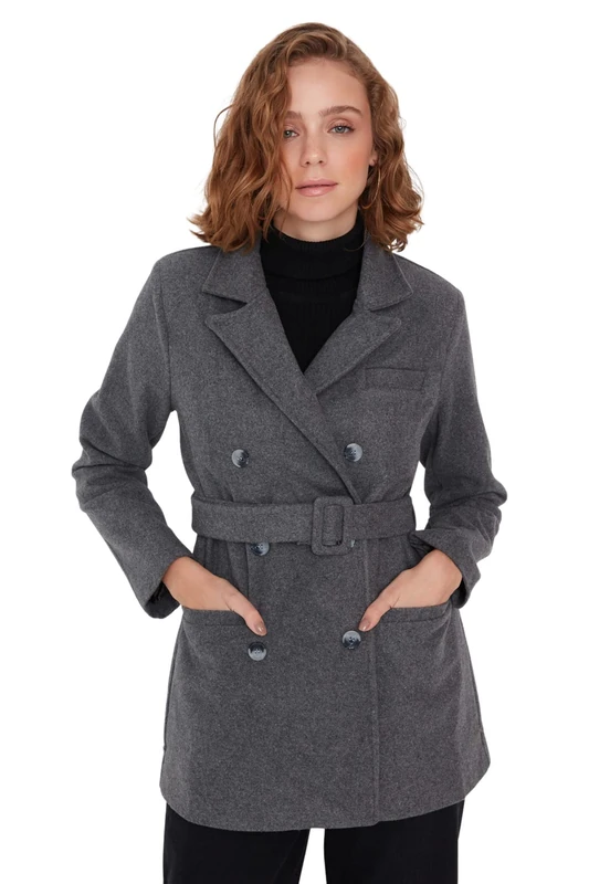 Trendyol Coat - Gray - Wrapover