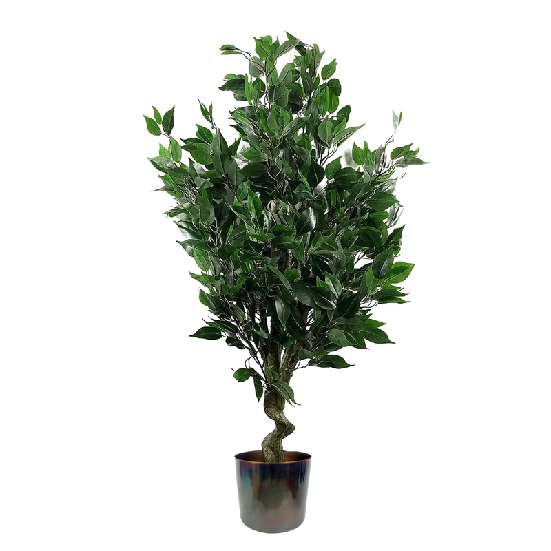 Leaf Realistic Artificial Ficus Tree with Planter, Mixed Materials, 110cm Evergreen Multicolour
