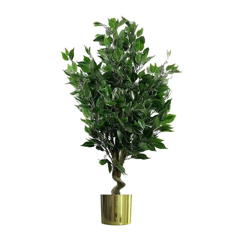 Leaf Realistic Artificial Ficus Tree with Planter, Mixed Materials, 110cm Evergreen Gold