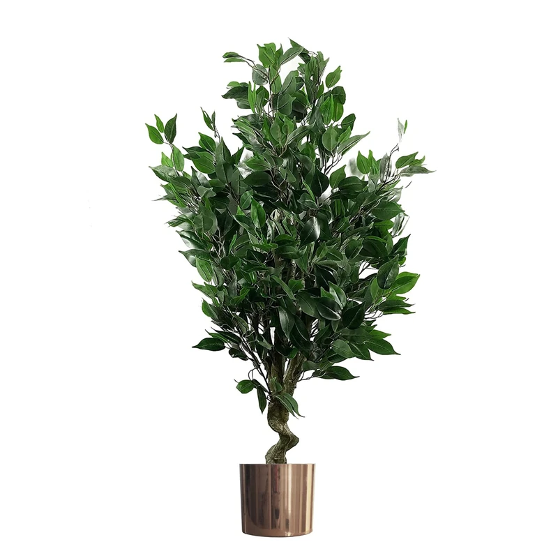 Leaf Realistic Artificial Ficus Tree with Planter, Mixed Materials, 110cm Evergreen Copper