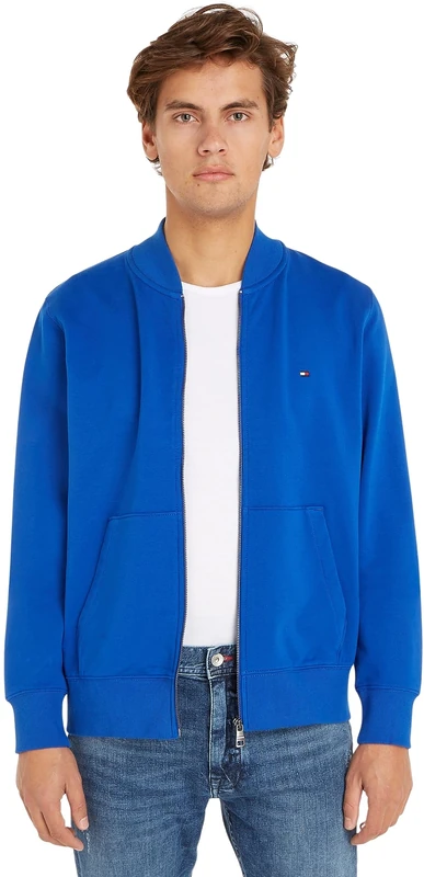 Tommy Hilfiger Men's Cardigan Baseball Collar with Zip, Blue (Ultra Blue), M - Image 1