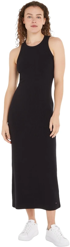Tommy Hilfiger Women’s Slim Fit Midi Dress, Black (Black), M