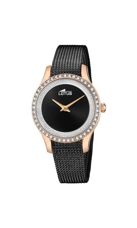 Lotus 18828/2 Women's Analogue Quartz Watch with Stainless Steel Strap, Black, Modern