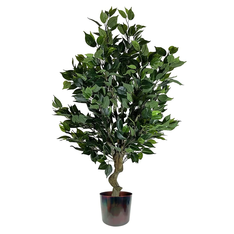 Leaf Realistic Artificial Tree with Planter, Mixed Materials, 100cm Bush Ficus Multicolour