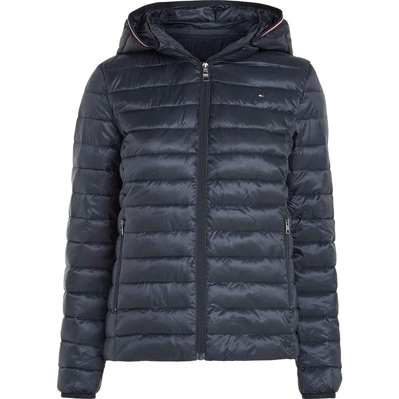 Tommy Hilfiger Women's Padded Global Stripe Jacket for Transition Weather, Blue (Desert Sky), XS