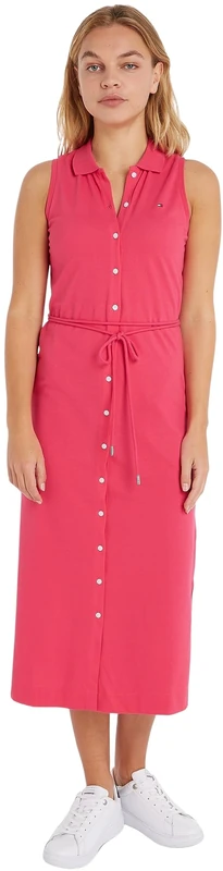 Tommy Hilfiger Women's Polo Dress Slim Fit, Pink (Bright Cerise Pink), M