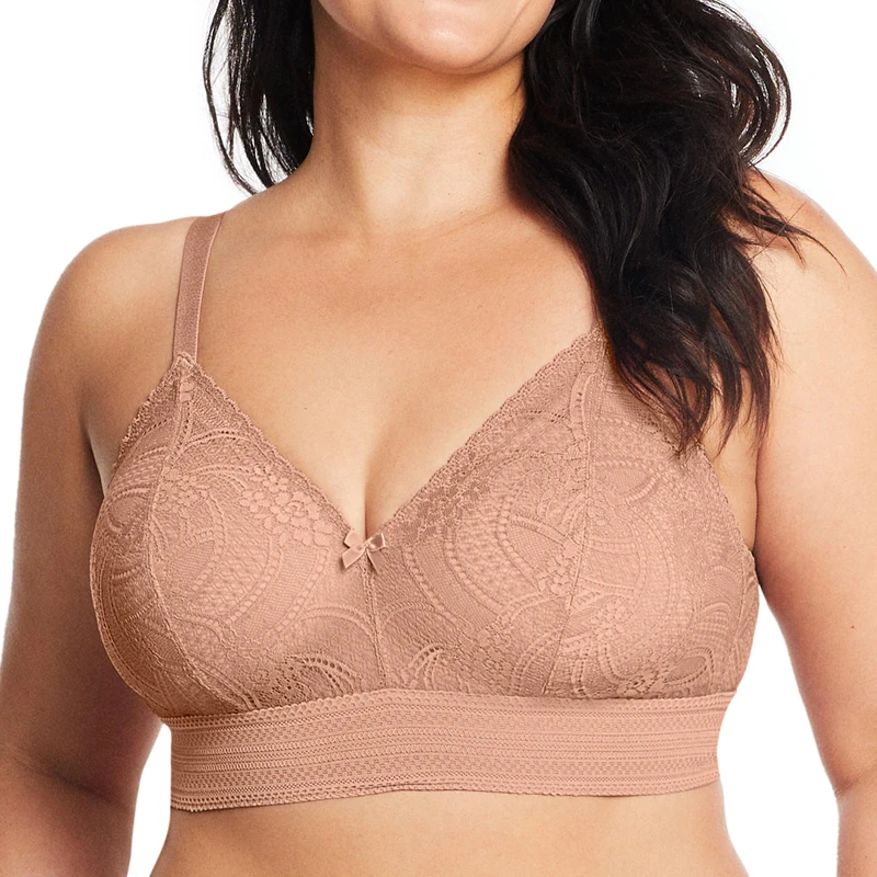 Glamorise Bramour Gramercy Luxe Lace Bralette Wirefree Bra 7012 (Women's & Women's Plus)