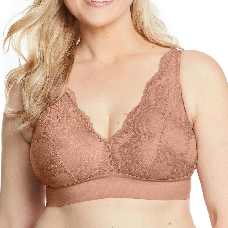 Glamorise Bramour Lexington Lace Plunge Bralette Wirefree Bra 7013 (Women's & Women's Plus)