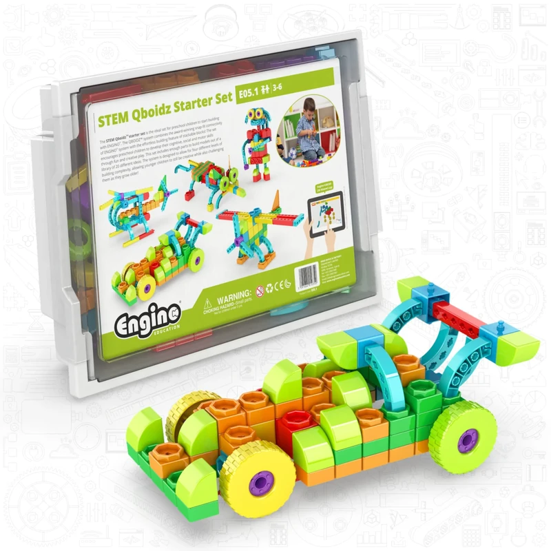 STEM Qboidz Starter Set Nursery school 3-6 years old (1-2 students in plastic box) School and HomeSchooling Kit - Guided Experiements & Activities