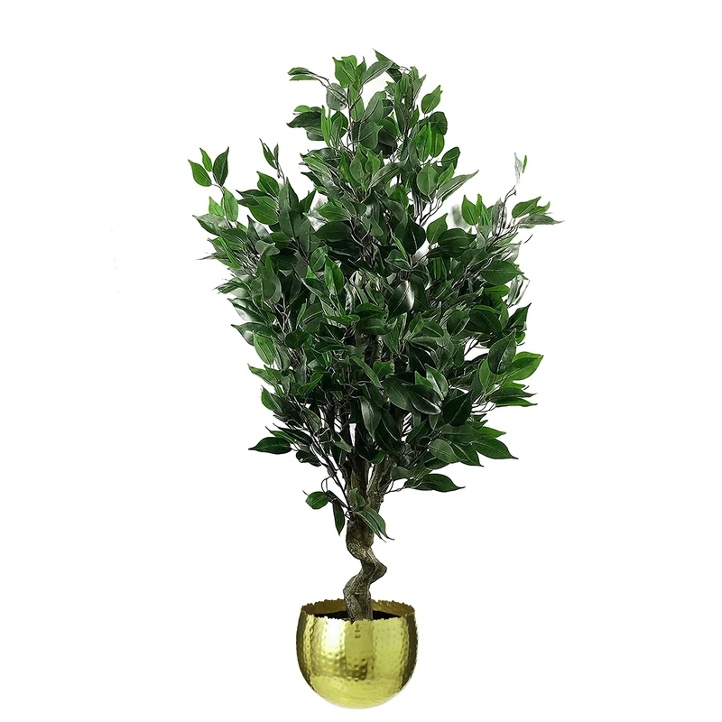 Leaf Realistic Artificial Ficus Tree with Planter, Mixed Materials, 110cm Evergreen Gold Curve