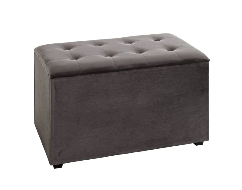 HAKU Möbel Storage Bench Anthracite, Mdf, Fabric - Size: W 65 cm X H 42 cm X D 40 cm, Style: Art Deco