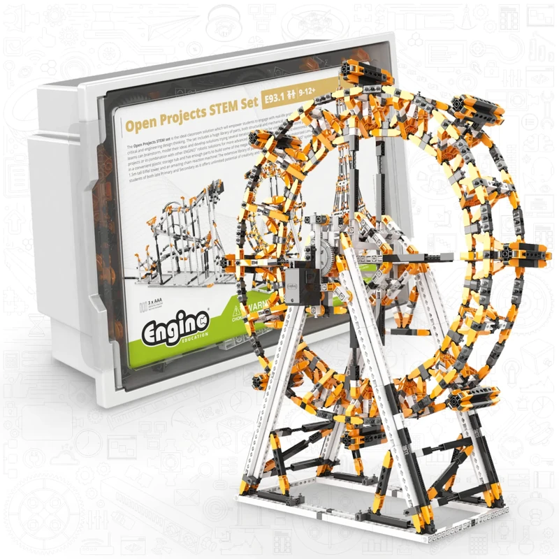 OPEN PROJECTS STEM SET (including Amusement park, Eiffel Tower & Chain reaction) - School and HomeSchooling Robotic Kit - Guided Experiements & Activities - E93.1