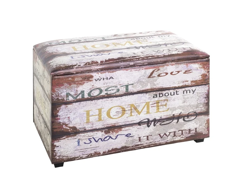 HAKU Möbel Storage Bench Motif, Synthetic Fabric With Leather Look, Mdf - Size: W 65 cm X H 42 cm X D 40 cm, Style: Industrial