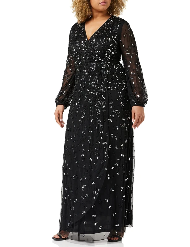 Amelia Rose Women's Sequin Embellished Dress Special Occasion, Black, 10