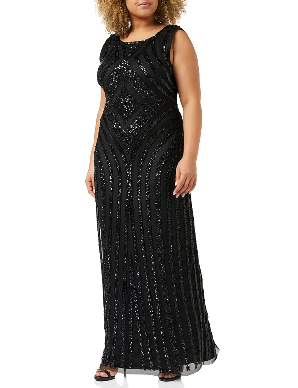 Amelia Rose Women's Embellished Dress Special Occasion, Black, 8