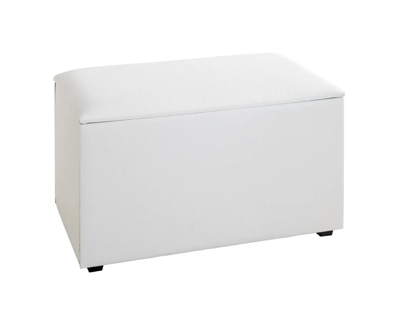 HAKU Möbel Storage Bench White, Synthetic Fabric With Leather Look, Mdf - Size: W 65 cm X H 42 cm X D 40 cm, Style: Modern