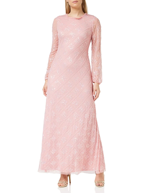 Amelia Rose Women's Embellished Dress Special Occasion, Blush, 10