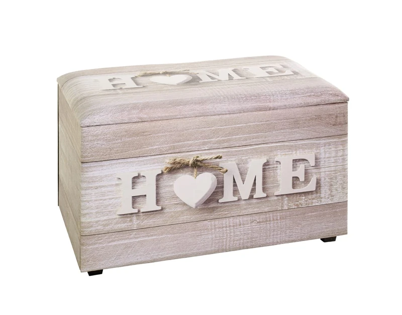 HAKU Möbel Storage Bench Motif, Synthetic Fabric With Leather Look, Mdf - Size: W 65 cm X H 42 cm X D 40 cm, Style: Industrial