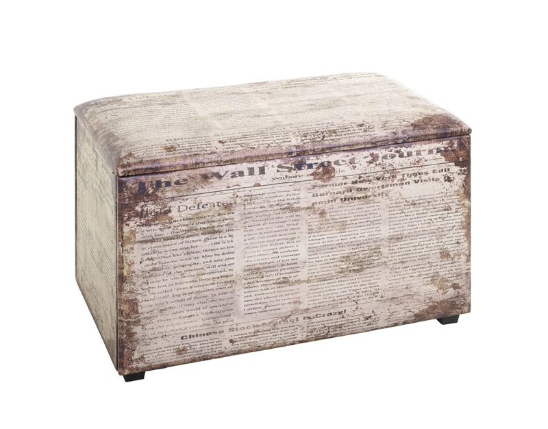 HAKU Möbel Storage Bench Motif, Synthetic Fabric With Leather Look, Mdf - Size: W 65 cm X H 42 cm X D 40 cm, Style: Industrial