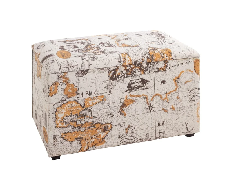 HAKU Möbel Storage Bench Motif, Mdf, Fabric - Size: W 65 cm X H 42 cm X D 40 cm, Style: Modern
