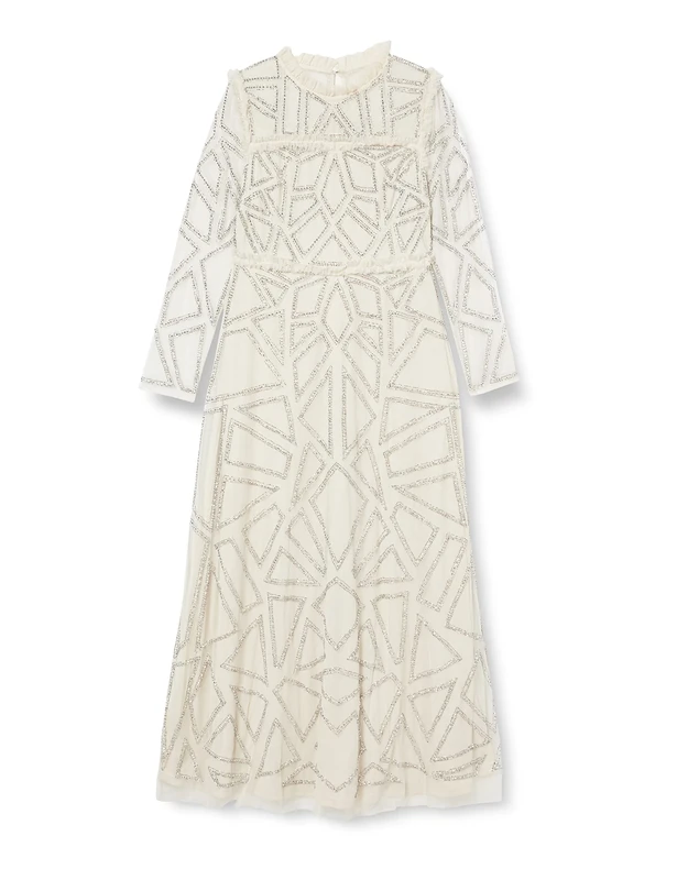 Amelia Rose Women's Embellished Dress Special Occasion, Champagne, 14