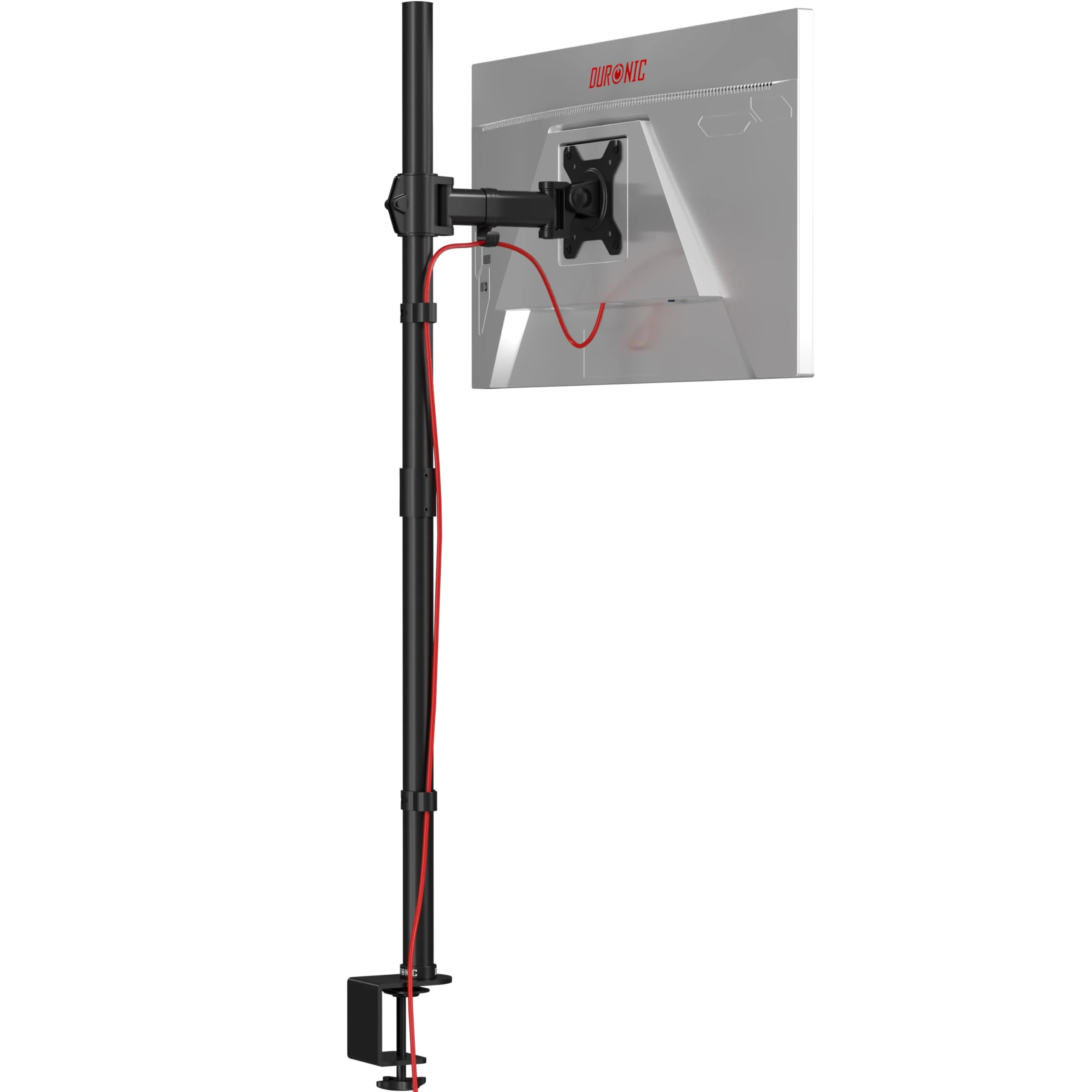 Duronic Single Monitor Stand DMT251X2 Monitor Arm Desk Mount for 13-32” PC Screens Adjustable Tilt Monitor Mount with 100cm Pole Gaming Monitor with VESA 75 100 Monitor Riser for Home Office Work Desk
