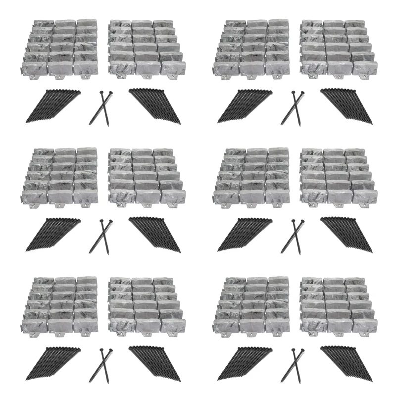 EasyFlex No-Dig Landscape Edging with Anchoring Spikes, 2.7 in. Tall Decorative Stone-Look Garden Border, 90 Foot Kit, Slate Gray (3602S-90C)