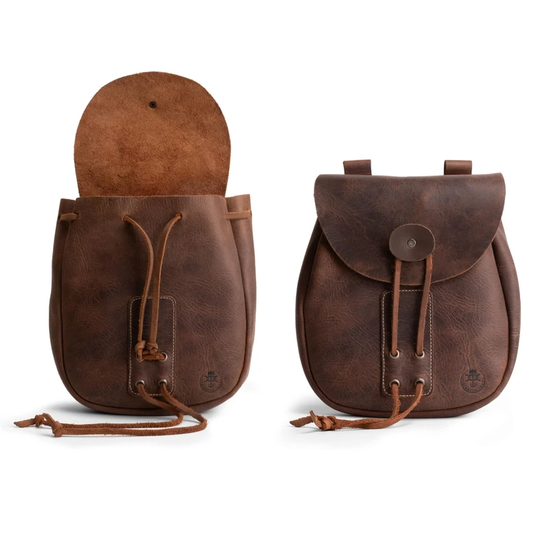 Valhalla Gear, Bushcraft Bag Handmade from Full Grain Leather,Portable Safe Pouch for Securely Storing Money, Coins, Bills, Valuables,Durable Material, Great for Travel, Bourbon Brown, Classic - Image 1