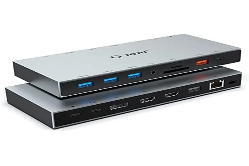 Docking Station, TOTU 15 in 1 USB C Docking Station 3 Monitors with Dual HDMI 4K, DisplayPort, 10Gbps USB 3.1, 100W PD, 3 USB 3.0, Ethernet, Audio/Mic for MacBook and Windows Laptop with Thunderbolt 3