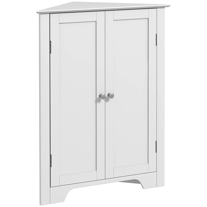 kleankin Triangle Bathroom Cabinet, Corner Bathroom Storage Unit White
