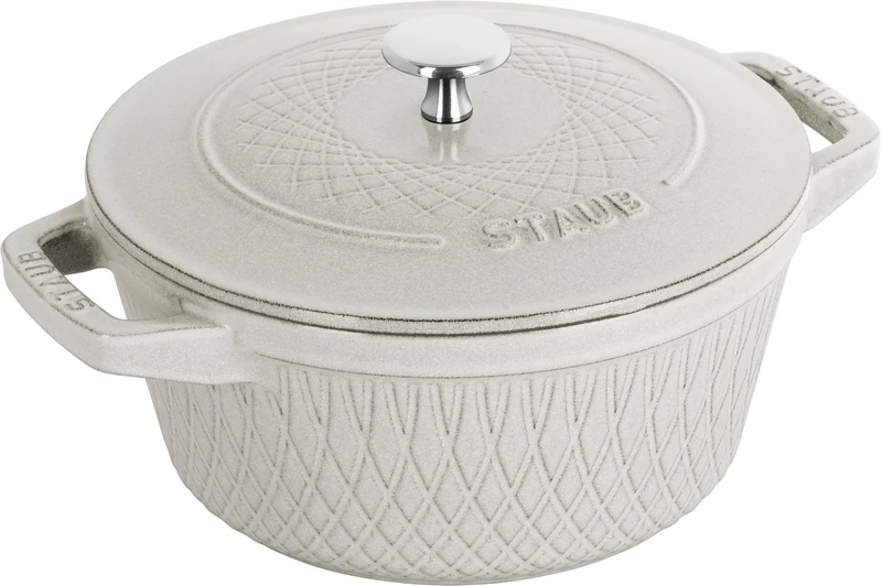 Staub 20cm White Truffle Round Cast Iron Cocotte - Dutch Oven