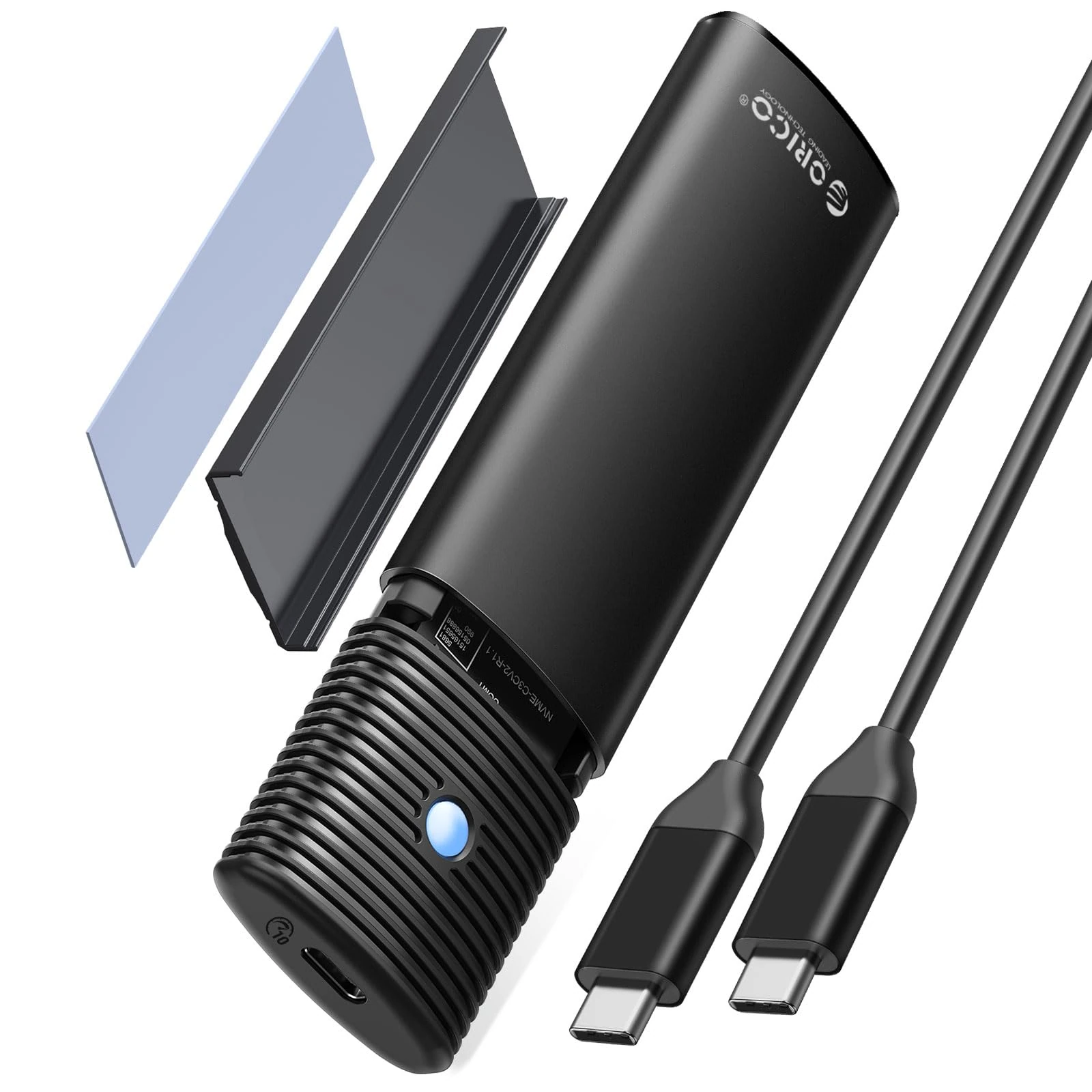 ORICO M.2 NVMe SATA SSD Enclosure Adapter Tool-Free, USB C 3.2 Gen 2 10Gbps NVME, 5Gbps NGFF SATA PCIe M-Key(B+M Key) 2230/2242/2260/2280, Aluminum External M2 Reader Support UASP Trim- PWDM2