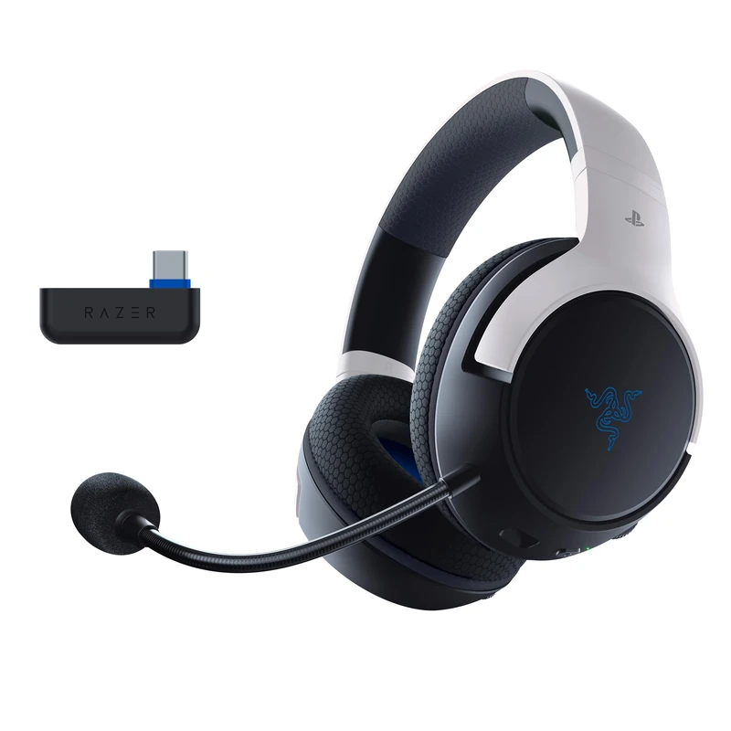 Razer Kaira HyperSpeed (Playstation Licensed) - Wireless gaming headset for Playstation - 2,4 HyperSpeed and Bluetooth (Triforce 50mm, HyperClear microphone, USB, cross-platform) White