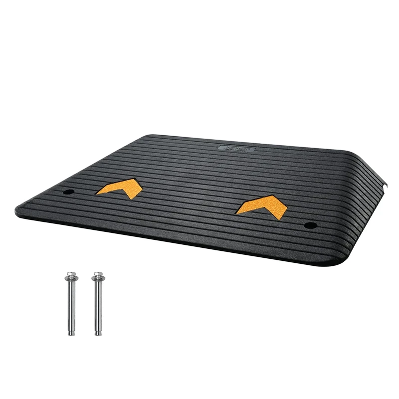 VEVOR Upgraded Rubber Threshold slope, Natural Rubber Car slope with Non-Slip Textured Surface, 33069 lbs Load Capacity Curb slope for Wheelchair and Scooter, 4" Rise Door slope with 1 Channel