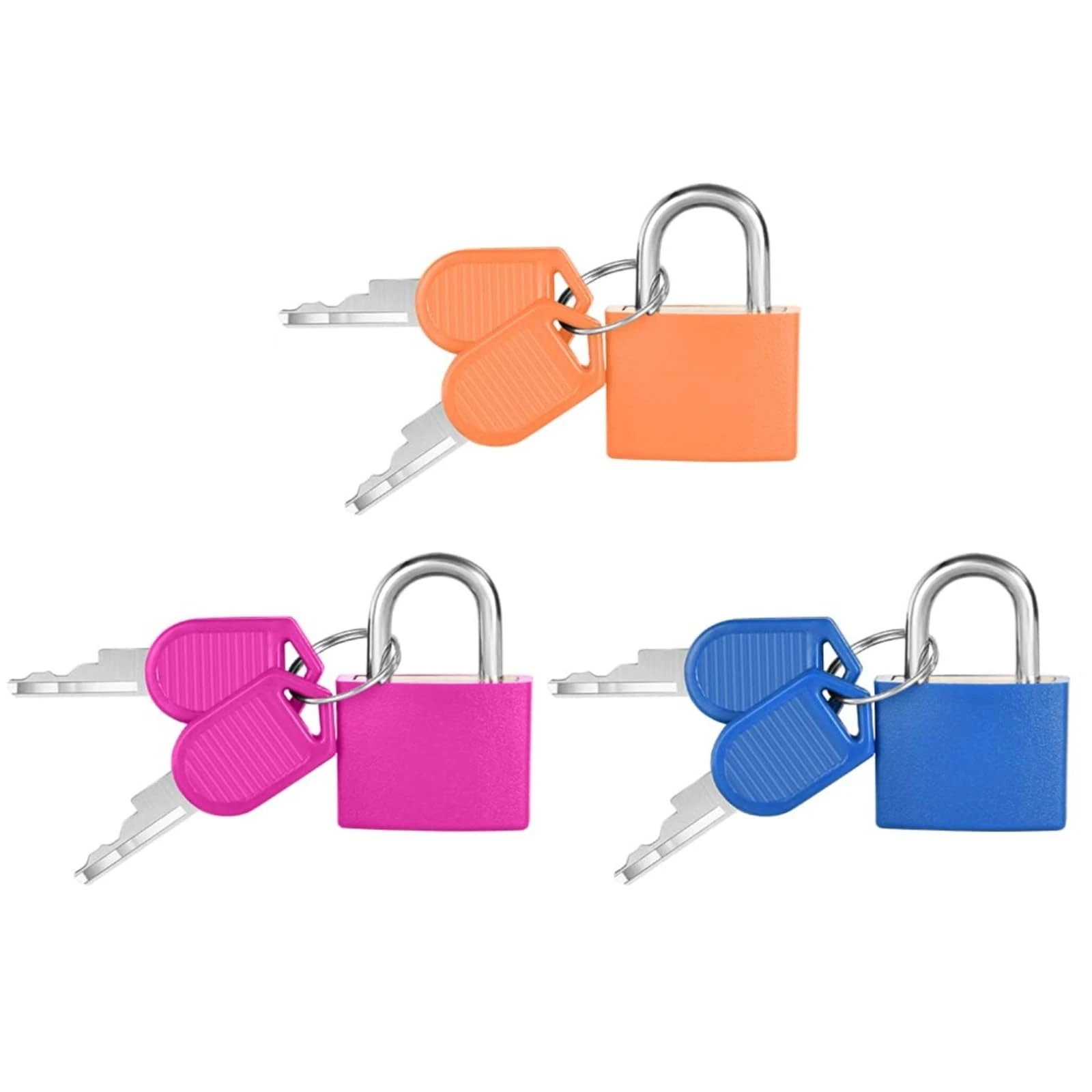 Flintronic 3 Pack Suitcase Lock with Key - Small Padlock for Travel Backpack, Play, Fitness (Rose Red/Orange/Blue)
