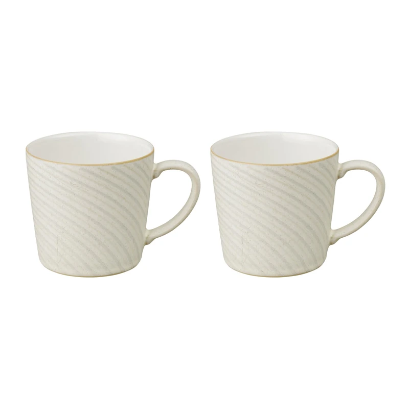 Denby - Impression Cream Large Coffee Mug Set of 2 - 400ml Stoneware Ceramic Tea Mug Set - Dishwasher Safe, Microwave Safe