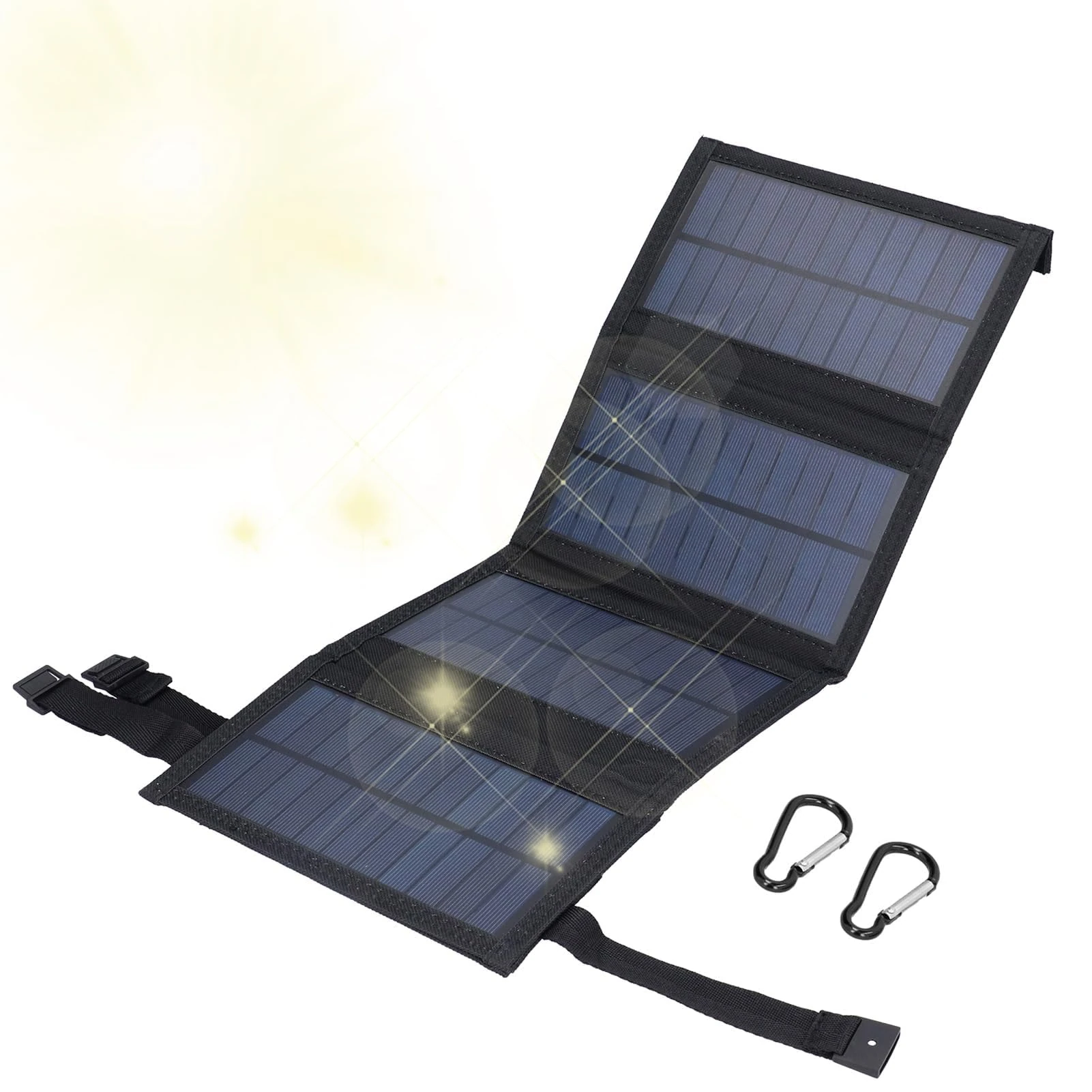 20W USB Foldable Solar Panel, Portable Solar Charger 20W Foldable Solar Panel with 5V USB for SmartPhone, Tablet, Laptop, Camera Waterproof Solar Cells Charger for Outdoor Use (Black)