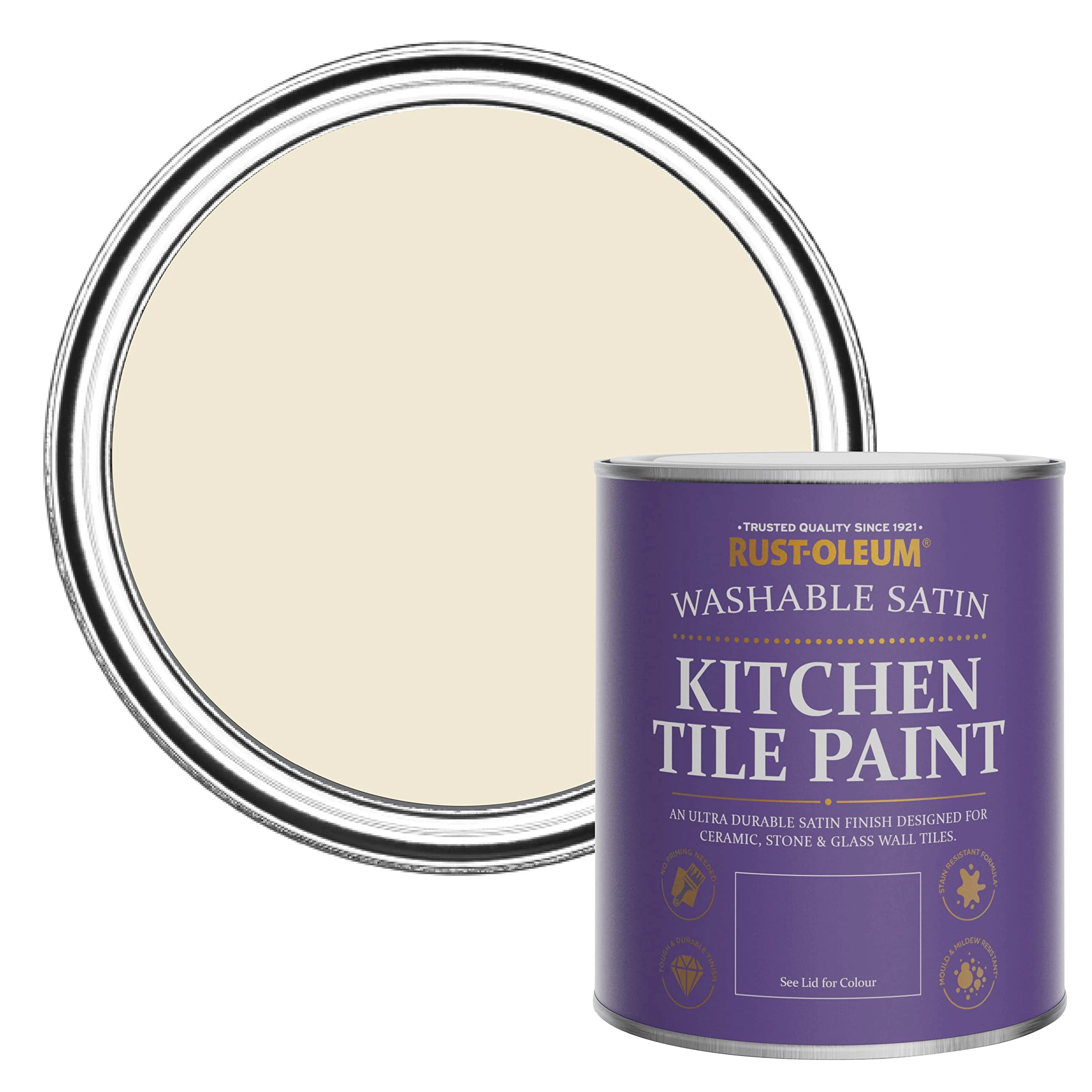 Rust-Oleum Beige water resistant Kitchen Tile Paint in Satin Finish - Quarry Lime 750ml