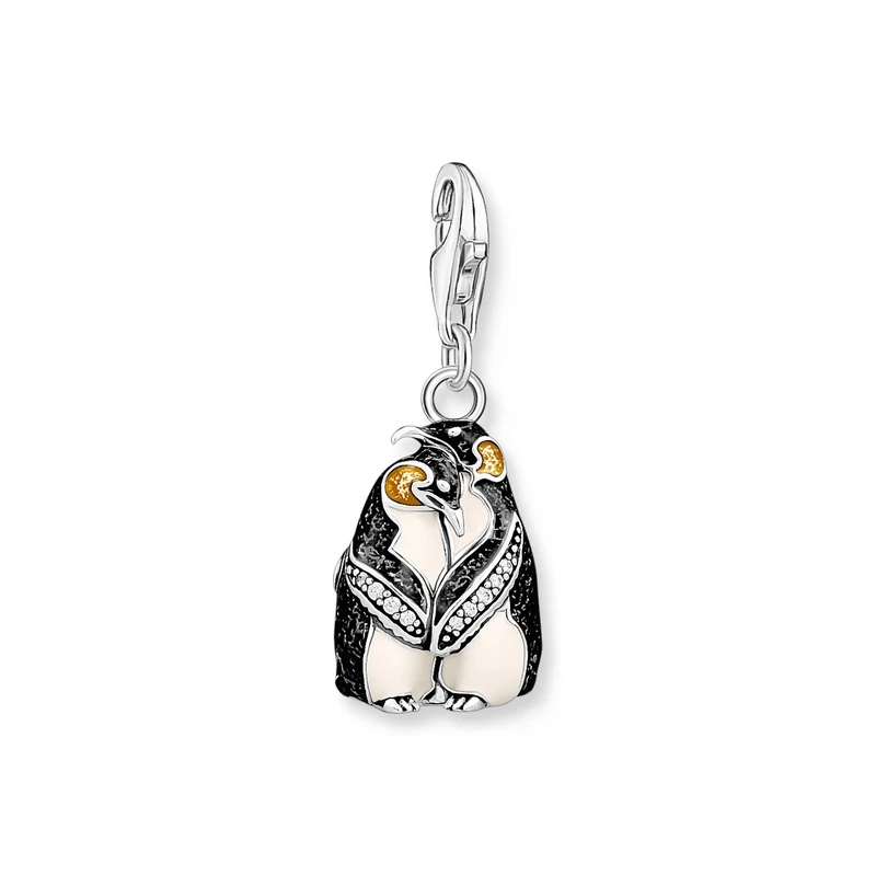Thomas Sabo Charm pendant penguins silver 925 Sterling Silver, Blackened, Cold Enamel - Image 1