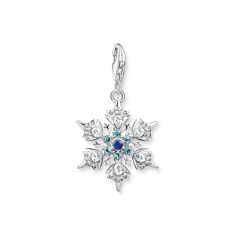 Thomas Sabo Charm pendant snowflake with blue stones silver 925 Sterling Silver, Blackened