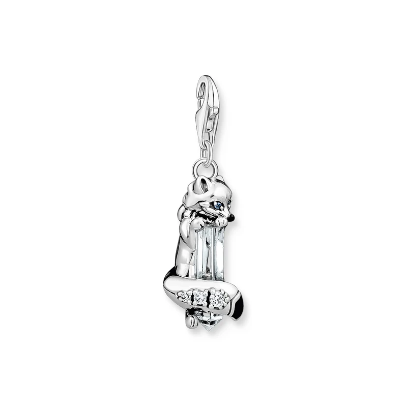 Thomas Sabo Charm Pendant Fox Silver 925 Sterling Silver, Blackened, Cold Enamel