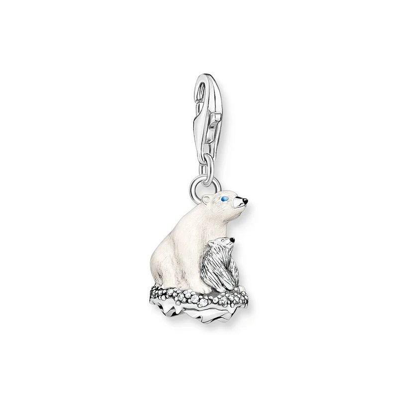 Thomas Sabo Charm pendant ice bears silver 925 Sterling Silver, Blackened, Cold Enamel - Image 1