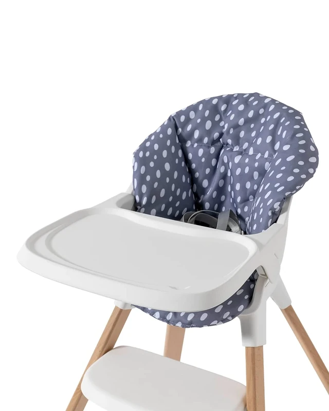 Twistshake Baby High Chair | White Beech Wood & Grey Cushion | 5-Point Safety Belt & Removable Tray | Oeko-Tex Certified Cushion | Children's High Chair 0-4 Years