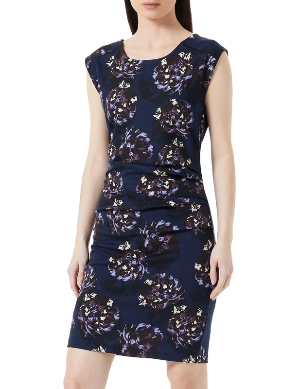 KAFFE Women's Kamalino India Dress Casual, Midnight Navy/Flower Print, XS
