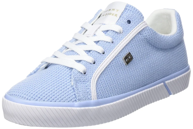 Tommy Hilfiger Women Trainers Essential Mesh Shoes Vulcanised, Blue (Breezy Blue), 3.5 UK