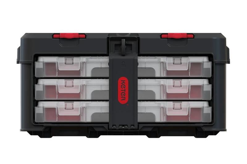 Keter Stack n' Roll Modular DIY 3 Organiser Set, Stackable, Lightweight, Durable, Water Resistant, Black